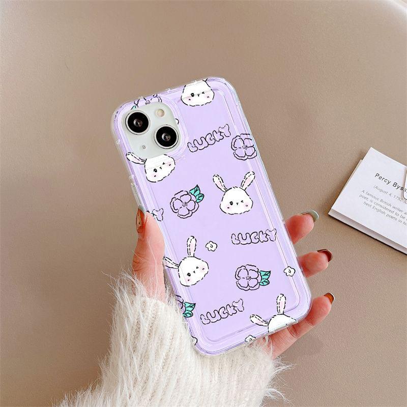 Purple Rabbit Applies To Iphone17promax Mobile Phone Case 16pro Apple 14/13 Soft Case 15 Cartoon Cute