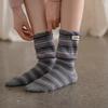 Trendy Color-blocking Striped Autumn and Winter Striped Fabric Label Letter Flared Wide-mouth Thigh-high Socks Slimming Pile Socks