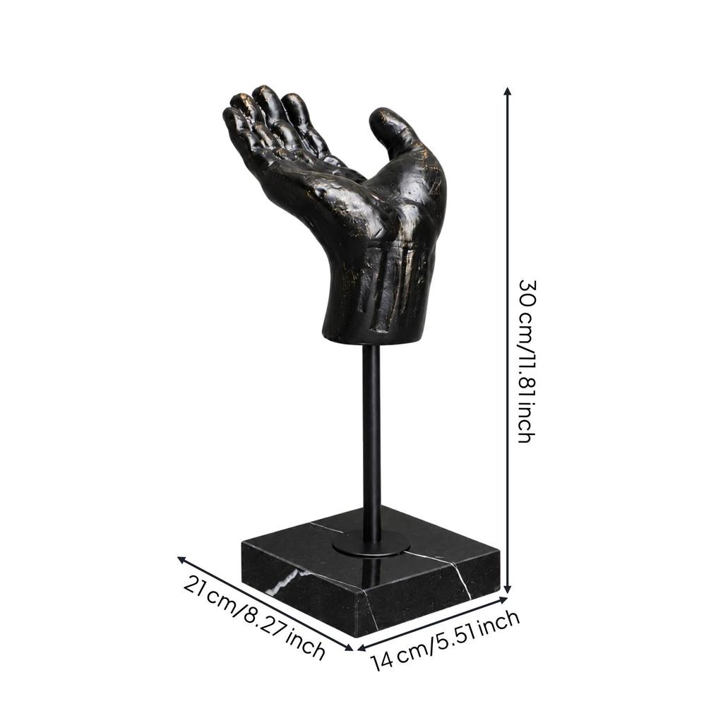 Resin Hand Statue with Base Antique Copper Finish Tabletop Figurine
