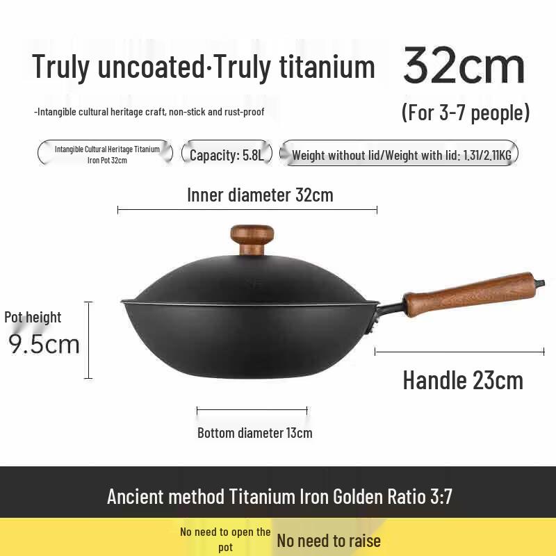 COOKER KING Healthy Non-Stick Titanium Iron Wok 32cm