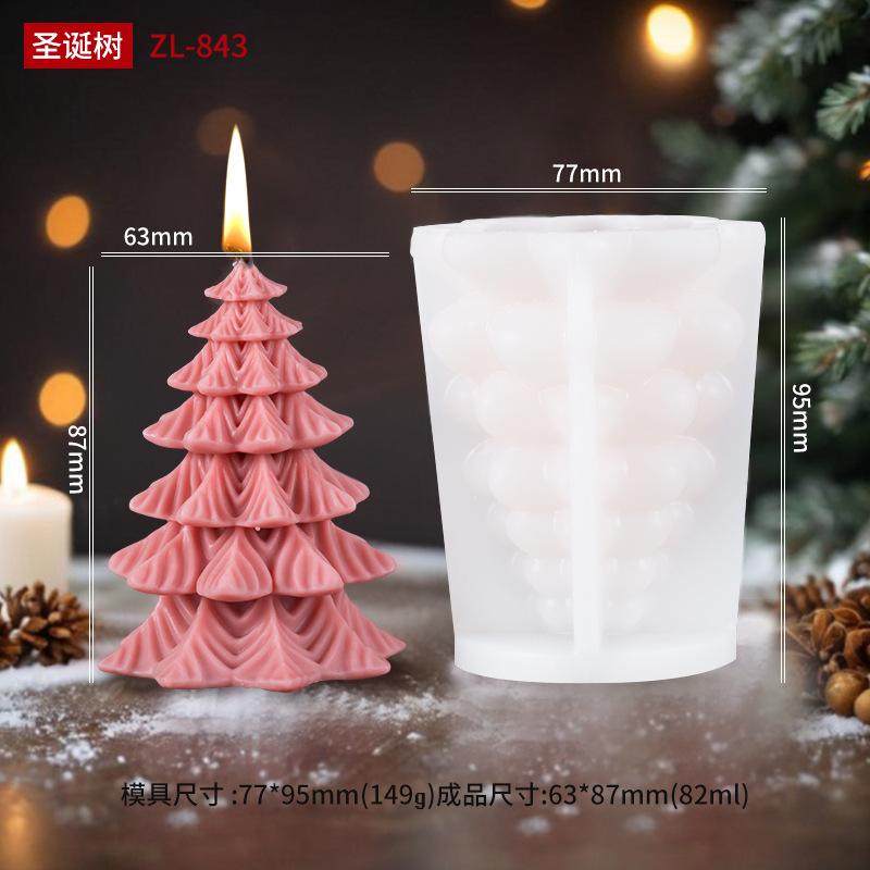 Christmas Tree Relief Cylindrical Candle Silicone Mold Christmas Gift Box Cylindrical Reindeer Aromatherapy Wax Gypsum Mould