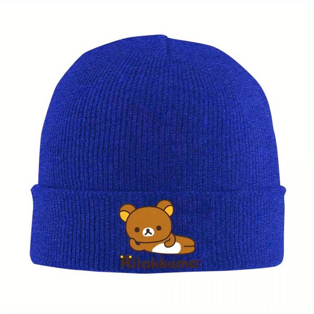 Cute Rilakkuma Beanie Hats Japanese Bear Skullies Beanies Kpop Head Wrap Unisex Women Unisex Caps Autumn Hip Hop Bonnet Hats Gift