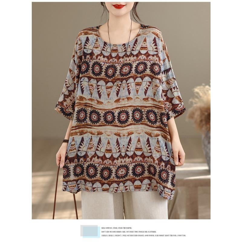 DIMANAF Plus Size New T-Shirt Women Oversize Flower Print Loose Casual Lady Tops Tees Shirts Summer 2026
