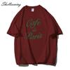 Shellsuning Funny Letter Printing T Shirts Women Summer Loose O Neck Cotton Base Tees Female Vintage Streetwear Couple Tops