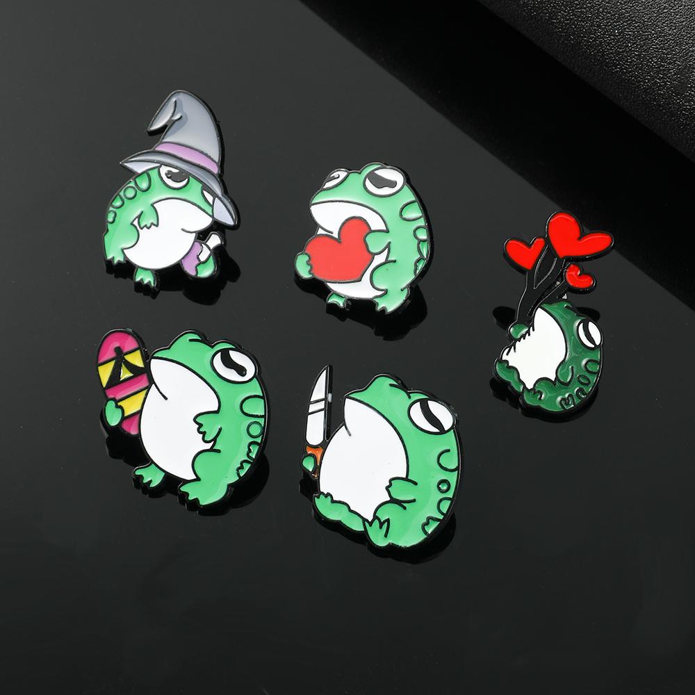 Cartoon Animal Enamel Brooch Creative Frog Magician Skate Car Knife Lapel Pin Badge Backpack Clothing Hat Accessories