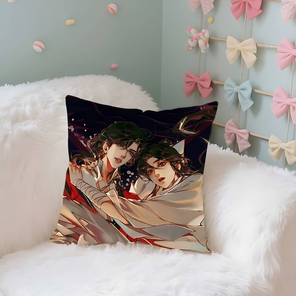 HHeaven Officials Blessing Case Plush Fabric Soft Pillowcase Double Sided Print Cushion Cover Household Gifts