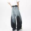 JYL Men's Wide-Leg Jeans American Vintage Dirty Splash Japanese Trendy Denim