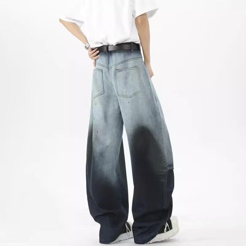 JYL Men s Wide-Leg Jeans American Vintage Dirty Splash Japanese Trendy Denim M бездна