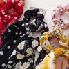 Hair Tie Floral Print Long Ribbon Hair Rope Easy to Wear Bun Half-Tied Hairstyles Ponytail Holder Hair Accessory