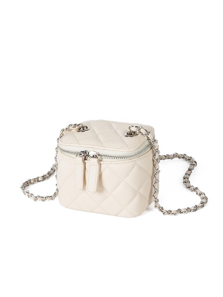 Women s Shoulder Bag, Small Fragrant Style Diamond Grid Chain Bag, Simple and Versatile Crossbody Bag, Fashionable and Versatile белый