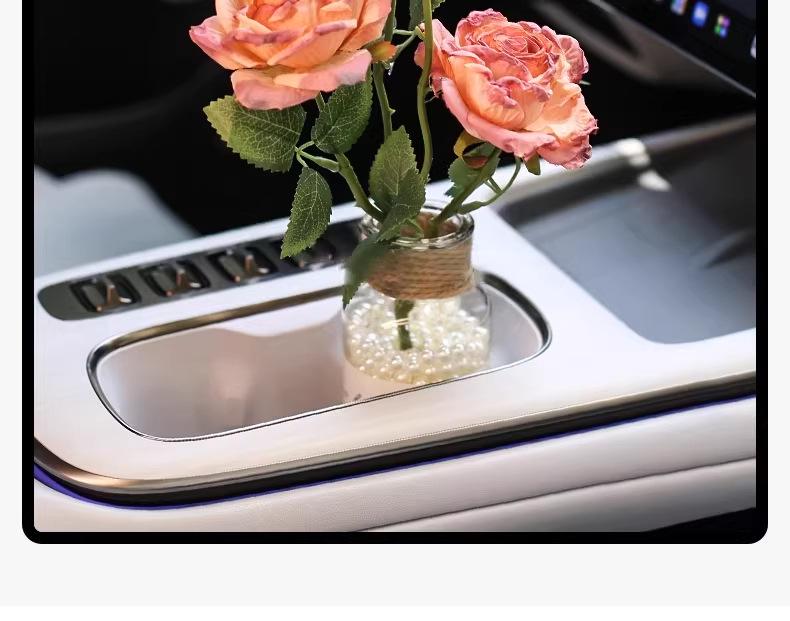 Burnt Edge Rose Imitation Oil Painting for Car Interior Decoration – Cup Holder Floral Ornament