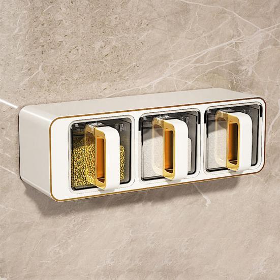 Seasoning Box Moisture Sealed Freshness Locked Container Wall Mounted Partitioned Storage Spice Jar for Kitchen