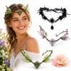 Rhinestone Decorated Fairy Flower Leaf Headbands Elf Headpiece  For Women Girls