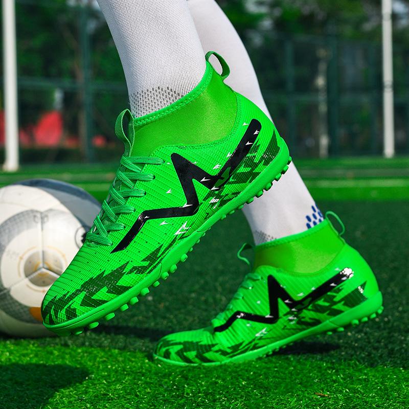 35-46 Kids Football Boots Rubber Soft Sole Short Nails Artificial Turf Leather Youth Kids Football Shoes Men's Sports Large Size Football Shoes