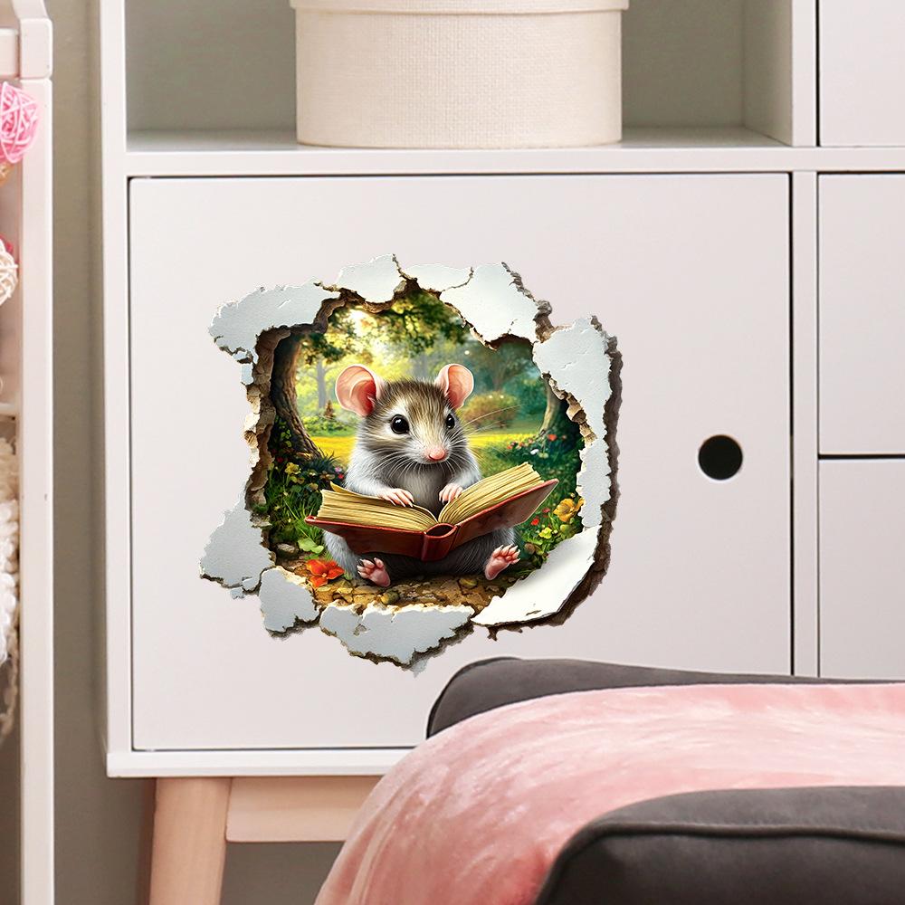 Peek-a-Boo Mouse Door & Wall Sticker for Bedroom Living Room Study Creative Home Decor Removable Self-Adhesive Decal