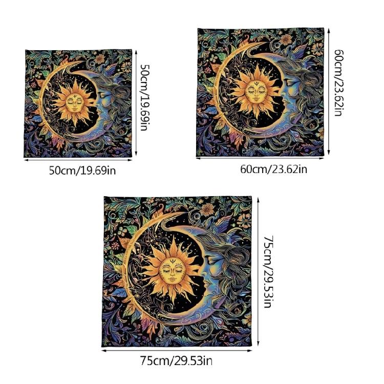 Moons and Sun Tarots Tablecloth Astrologys Witchcrafts Deck Cloth Wall Decoration
