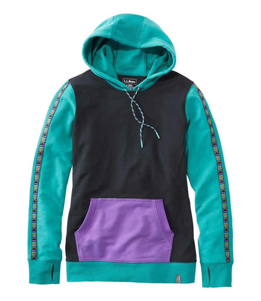 Cozy Camp US Size Warm 1000139126 L.L.Bean Women's Hoodie, Colorblock, Fit, Regular, Small, Teal/Midnight Black, Multicolor,