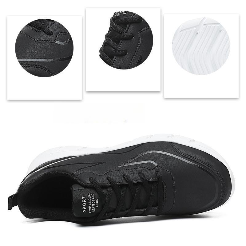 Breathable Men's Sneakers PU Leather Casual Sports Shoes Plus Size 39-48 Non-slip Waterproof Outdoor Trainers for Running Walking