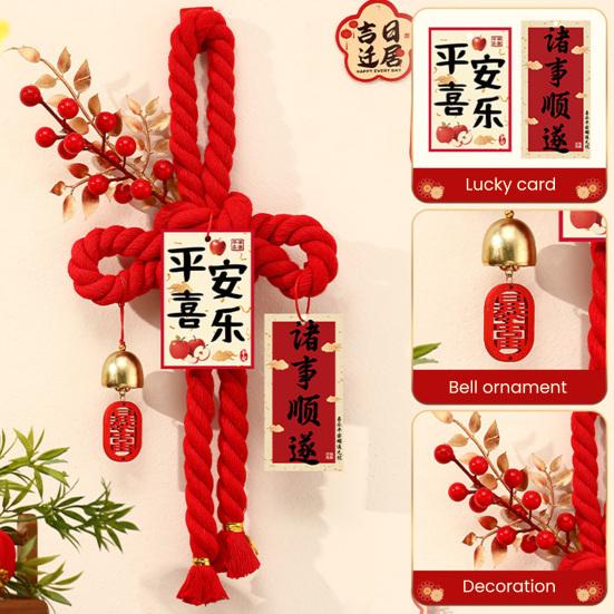 Chinese Wanzi Knot Decoration Red Knot Hanging Lucky Ornaments Door Handle Wall Pendant Feng Shui Good Luck Charm for Spring Festival Car Tree Decor