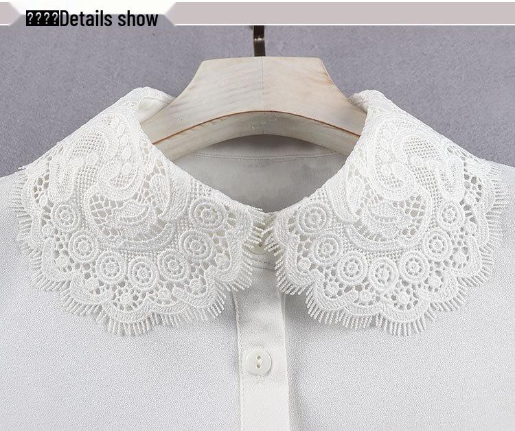 Women's Summer Korean Style Embroidered Chiffon Detachable Collar - Anti-wrinkle, Versatile Decorative Collar