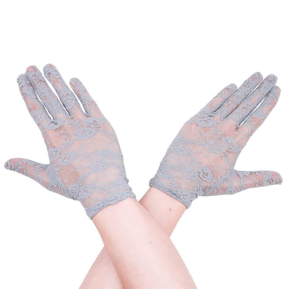 Elegant Short Sunscreen Gloves Thin Hollow-Out Mittens Fashion Party Gloves  For Women Female