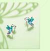 Bamoer 925 Silver Green Dragonfly Stud Earrings White Gold Plated Insect Earrings for Women Party Fine Jewelry Gift