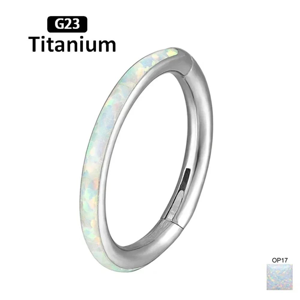 G23 Titan Frontseite Opal Nasenring 6mm - 12mm Septum Clicker Klappcreolen Ohr Knorpel Tragus Lippenpiercing