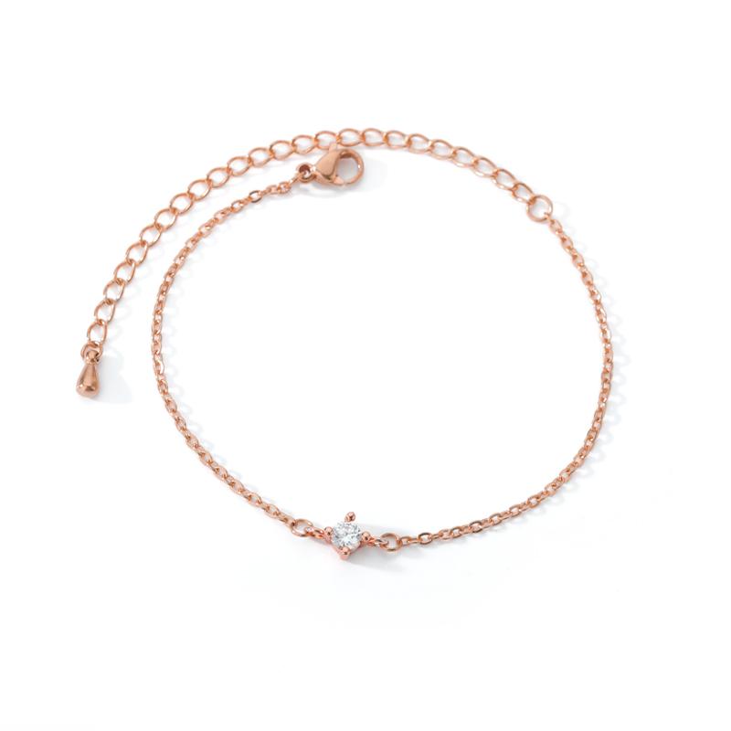 Single Zircon Circle Bead Bracelets For Women Stainless Steel Bracelet Summer Jewelry Couple Friends Accessories Gift