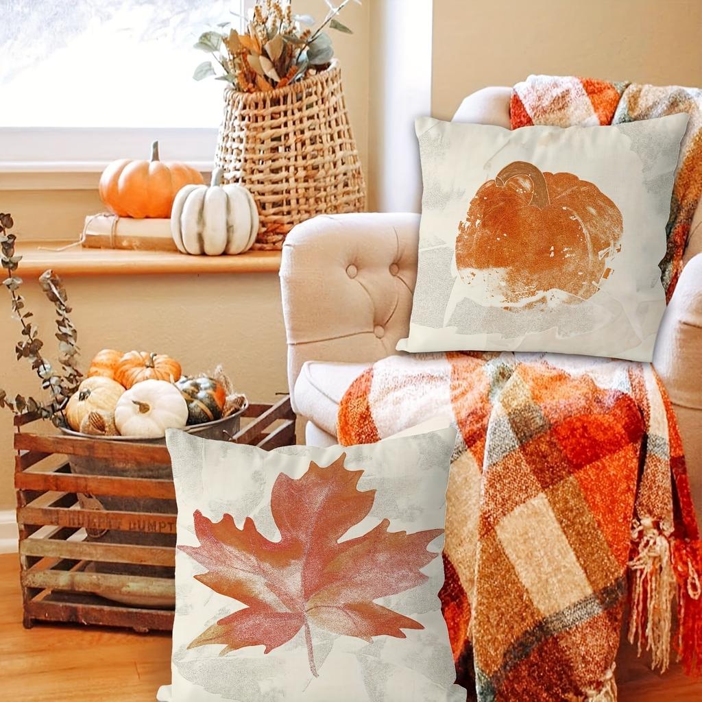 Heimdeko Herbstblätter & Kürbisse Dekorative Kissenbezüge Muster Kissenbezug Geeignet für Sofa Schlafzimmer Auto Kissenbezug