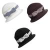 Elegant Bow Decoration French Retro Autumn and Winter Wool Girl's Cap Bucket Hat
