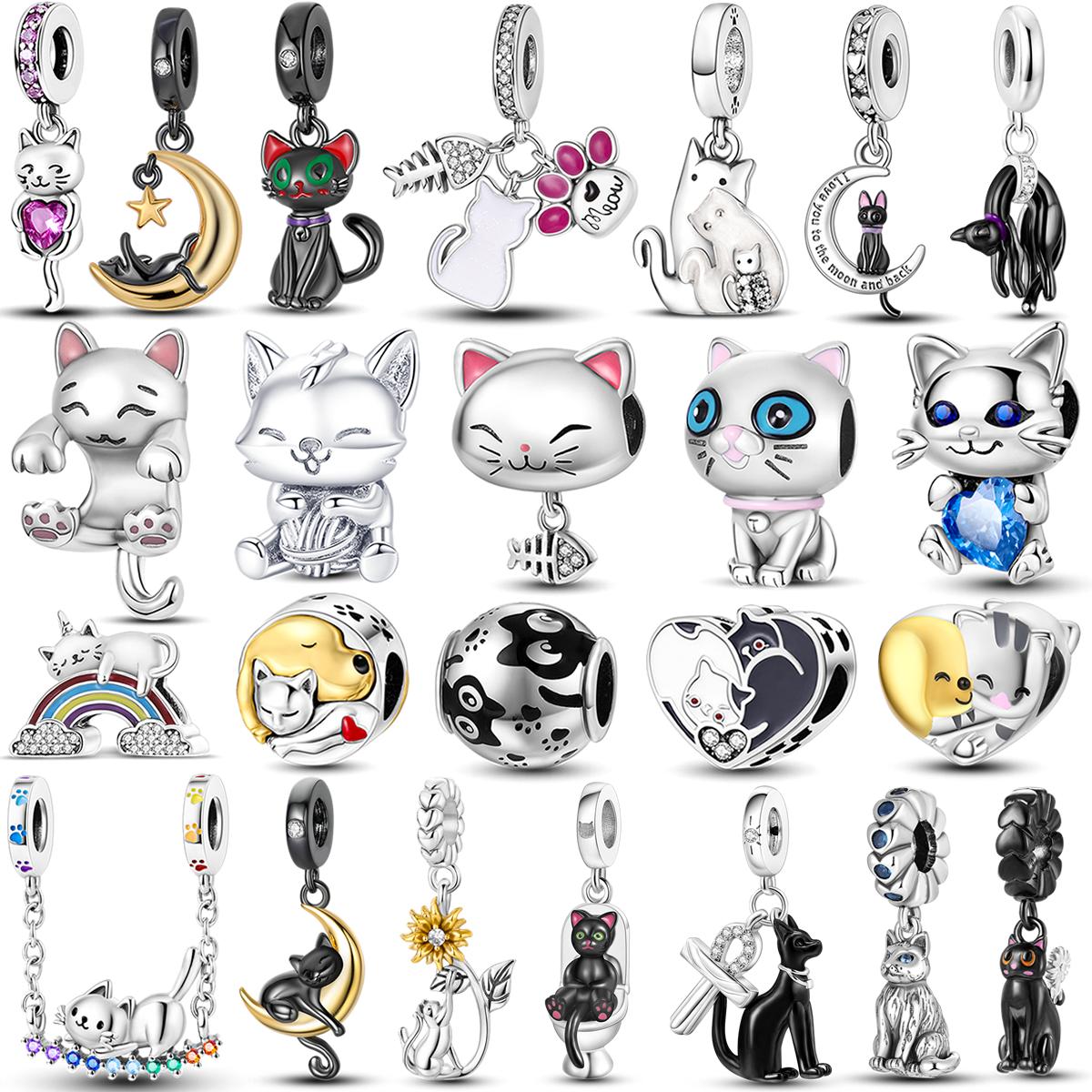 

Cat Collection Silver Plated Charm Bead Persian Bell Anderson Multifarious Cats Dangle Fit Bracelet Necklace DIY Jewelry