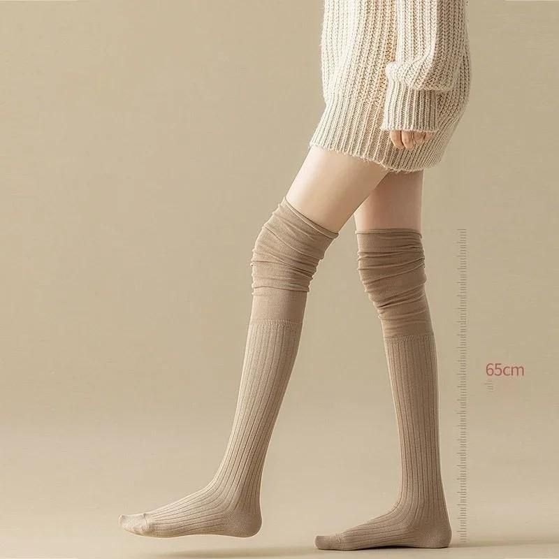 Women'S High Solid Colour Patchwork Socks High Elasticity Stockings Knee High Socks Thin Long Stacked Socks
