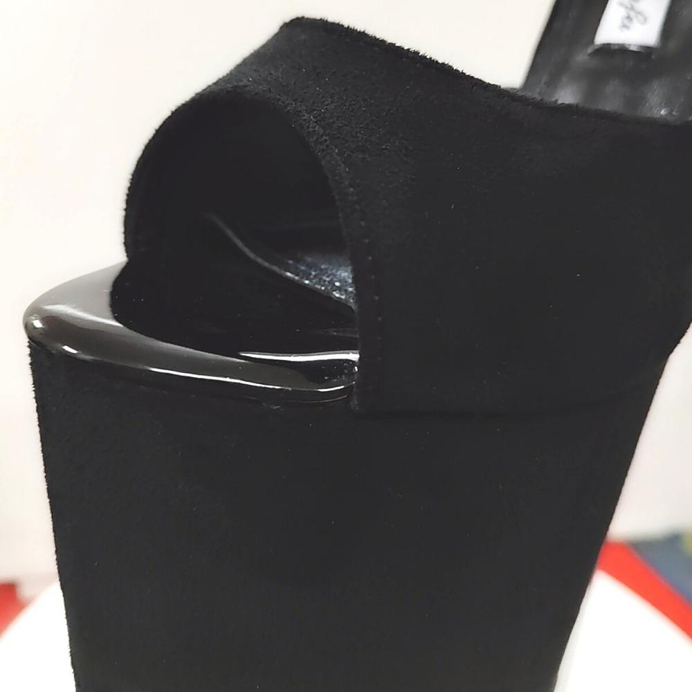 Móda Nové Super Vysoké Tenké Opätky 30 Cm Oceľové Opätky Veľká Veľkosť Dámske Sandále Semiš Čierna Pracka Extrémne Vysoké Sexy Topánky platformové sandále