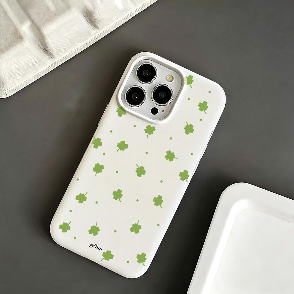Cartoon Four-Leaf Clover Smooth Anti Scratch Phone Case For Iphone 15 Plus 14 17 Air 11 Pro Max 12 16 13 Breathable Soft Bumper
