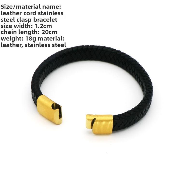 Meier Titanium Steel Braided Bracelet Leather Cord Men's and Women's Stainless Steel Bracelet Jewelry Braided Bracelet