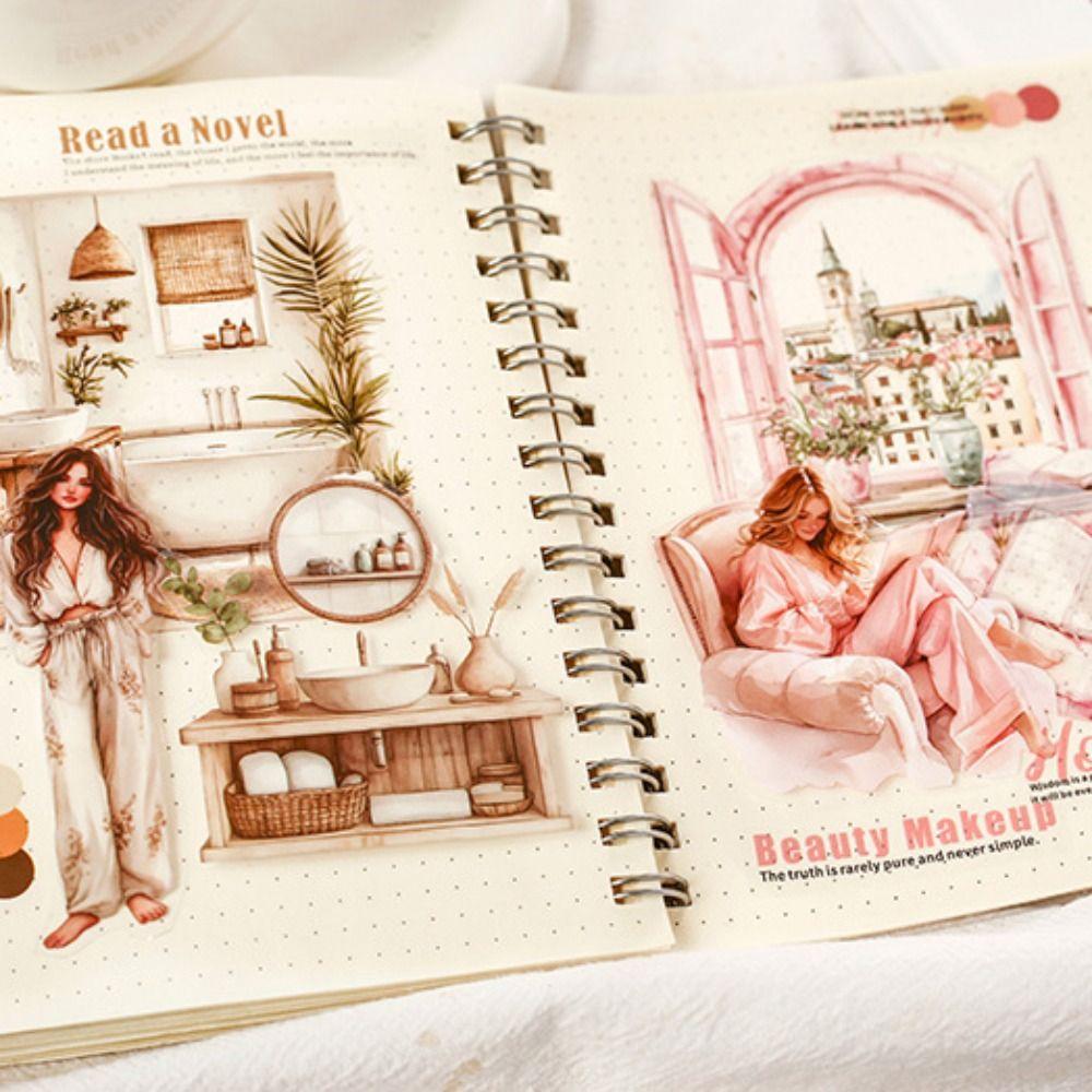 20 Sheets Girls Life Theme Stickers DIY Collage Decorative PET Girls Handbook Have a Good Day Durable Sticker Book