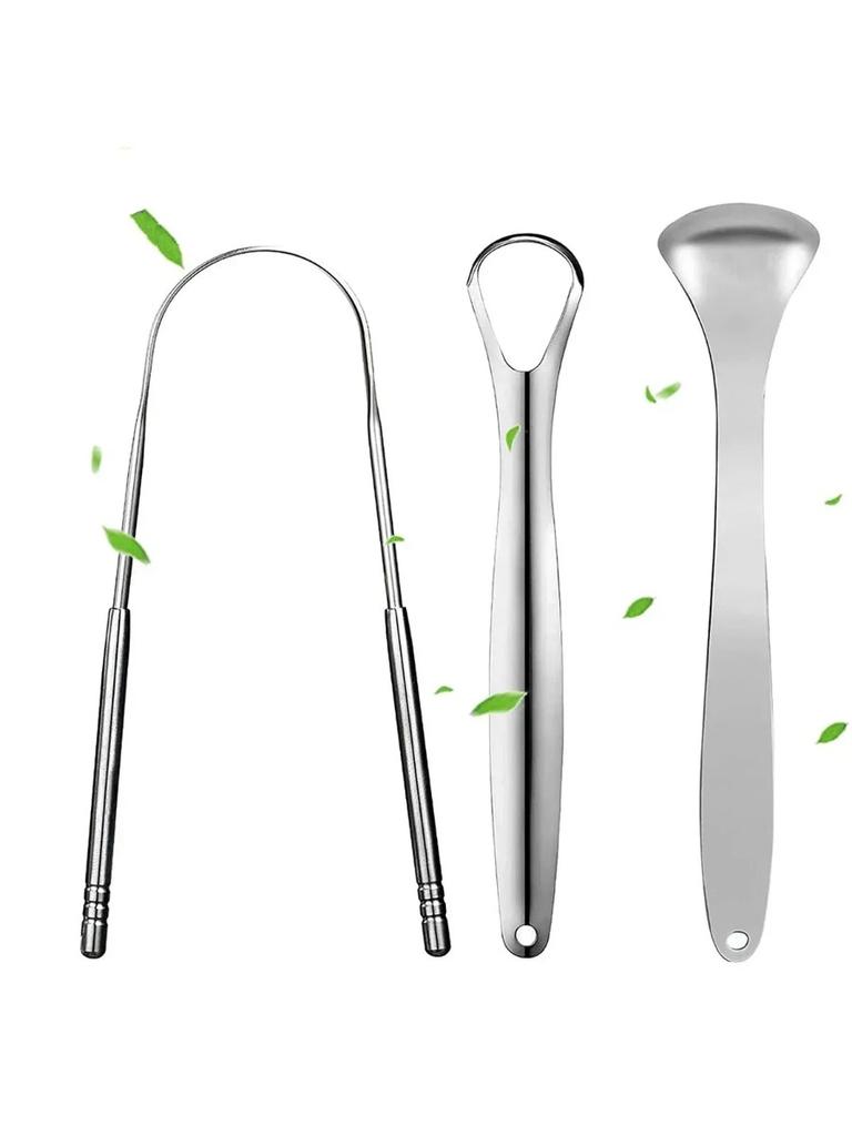 3PCS Tongue Scraper, Stainless Steel Tongue Scrapers, Tounge Scraper Cleaner, Professional Tongue Brush,Tongue Coating Remover