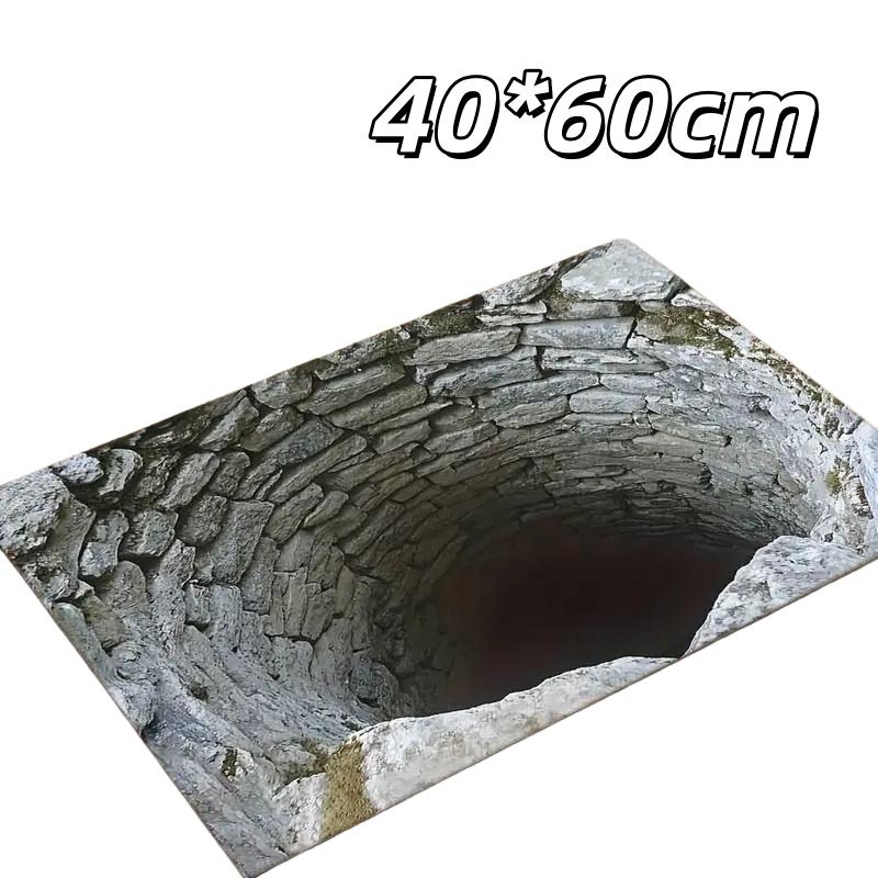 

3D Illusion Abyss Door Mat, Non-Slip Marble Print Rug with Rubber Back. Indoor/Outdoor, All-Weather Use for Home, RV & Camping. белый