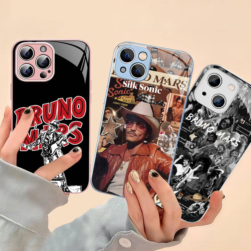 B-Bruno M-Mars Singer Tempered Glass For Iphone 14 13 12 11 Pro Mini XS MAX 14Plus X XS XR Fundas