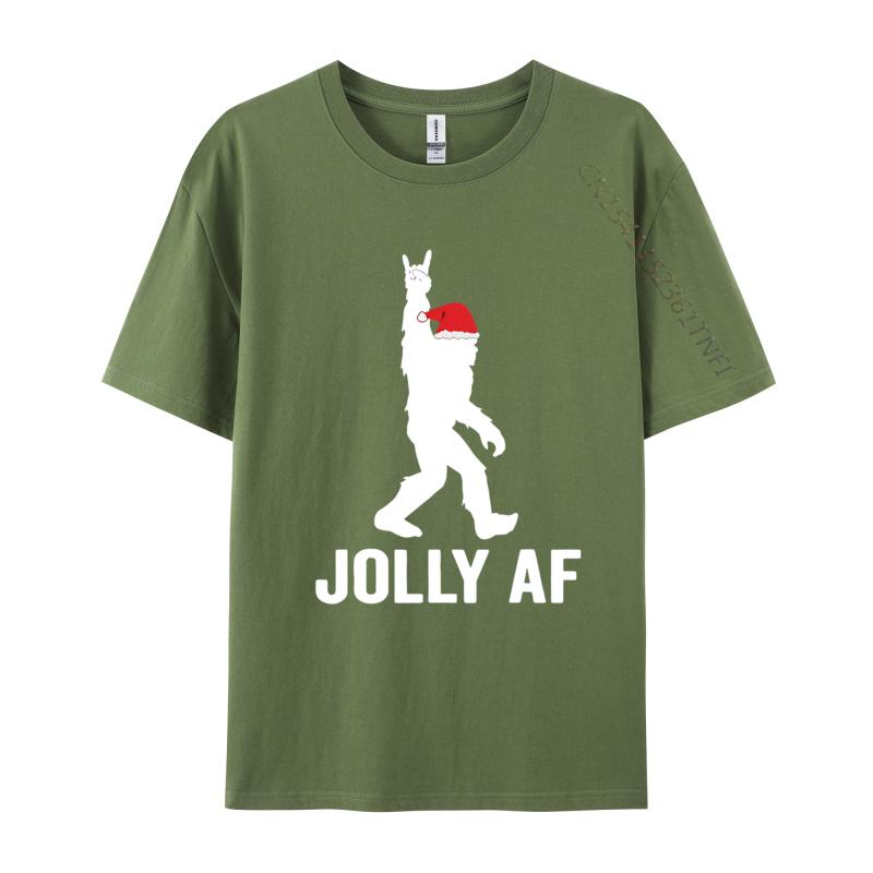 Jolly Af Bigfoot Santa Christmas Sasquatch T Shirts Tops Tees for Unisex High Quality All Cotton T Shirt Camisas Basicas Hombre