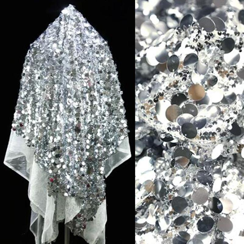 Shiny Reflective Sequin Fabric Sequins Laser Dazzle Fabric Wedding Party Dress Stage Performance Clothing Background Cloth