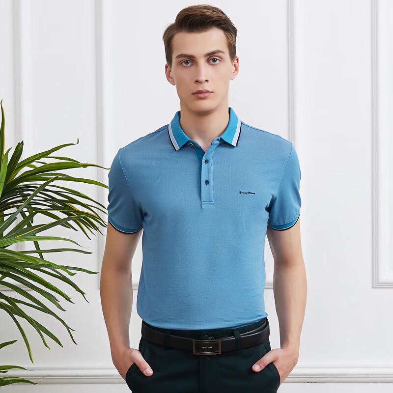 

YOUNG RIVER Men s Solid Business Casual Short Sleeve Polo Shirt 48