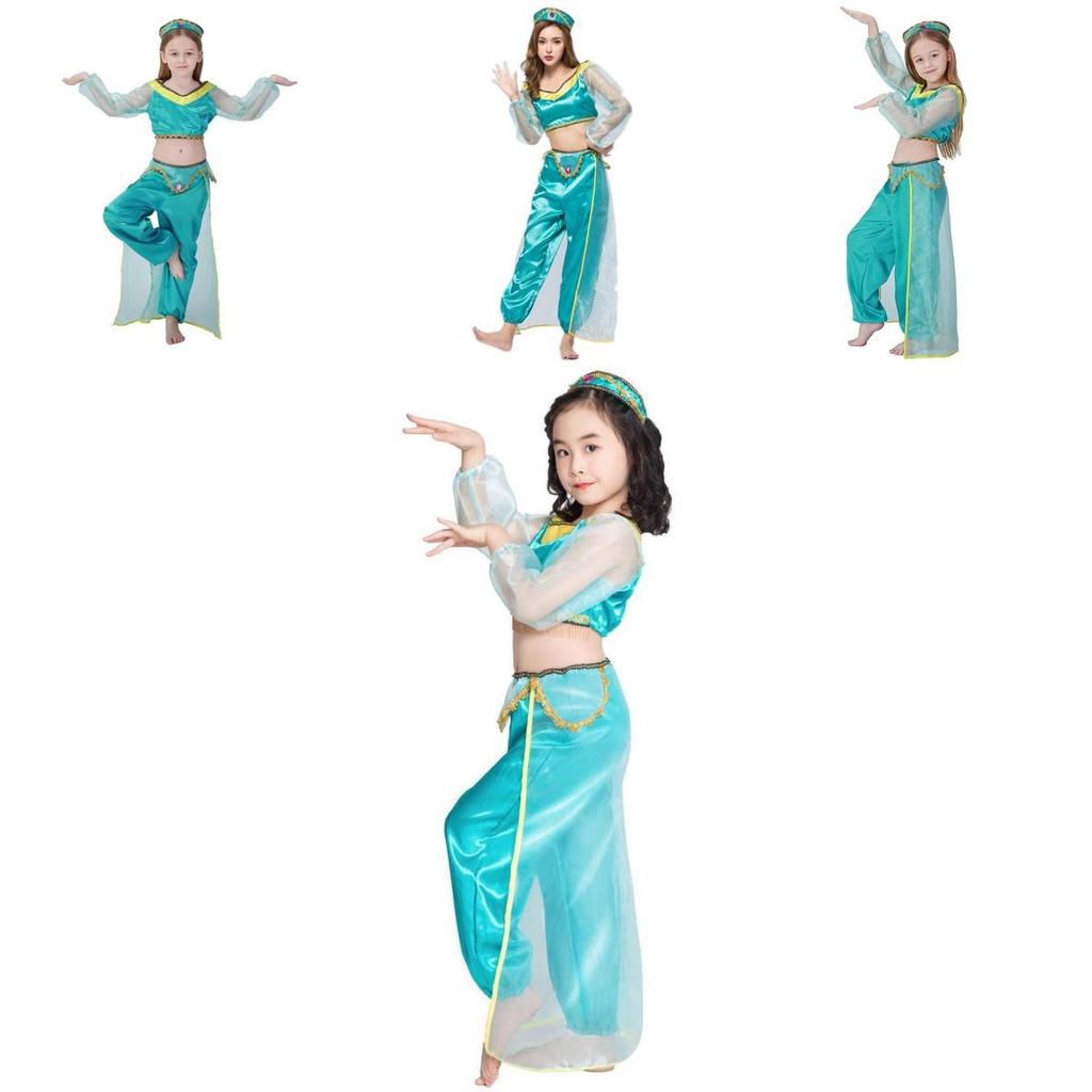 Bezauberndes Aladdin Prinzessin Jasmin Cosplay Kleider-Set für Erwachsene und Mädchen