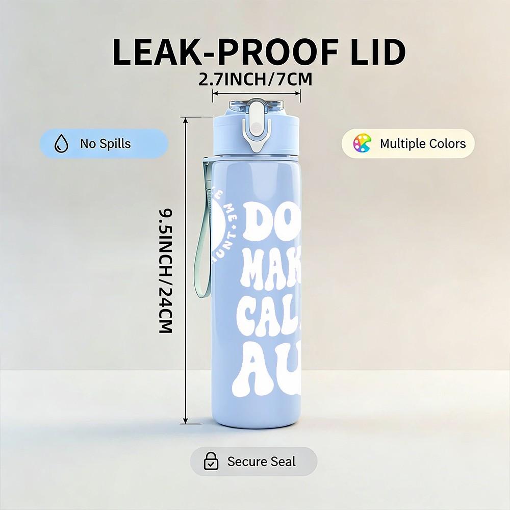 1PC Don’t Quit Keep Fight Slogan Text 750ml Color Plastic Sports Water Bottle Leakproof Flip Straw Lid Suitable for Sports Office Home Use