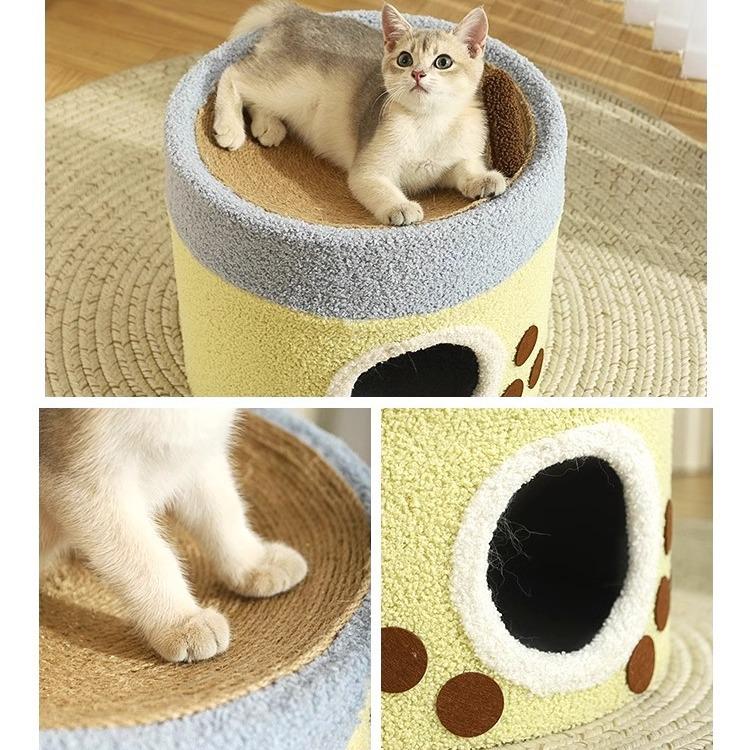 Cozy Double-Layer Cat Bed with Sisal, Warm & Safe for All Seasons