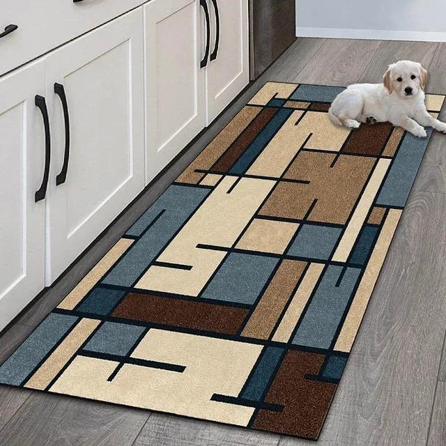 VIKAMA Simple Geometric Kitchen Floor Mats Living Room Floor Carpet Entrance Door Mat Hallway Door Non-Slip Foot Mats Home Decor