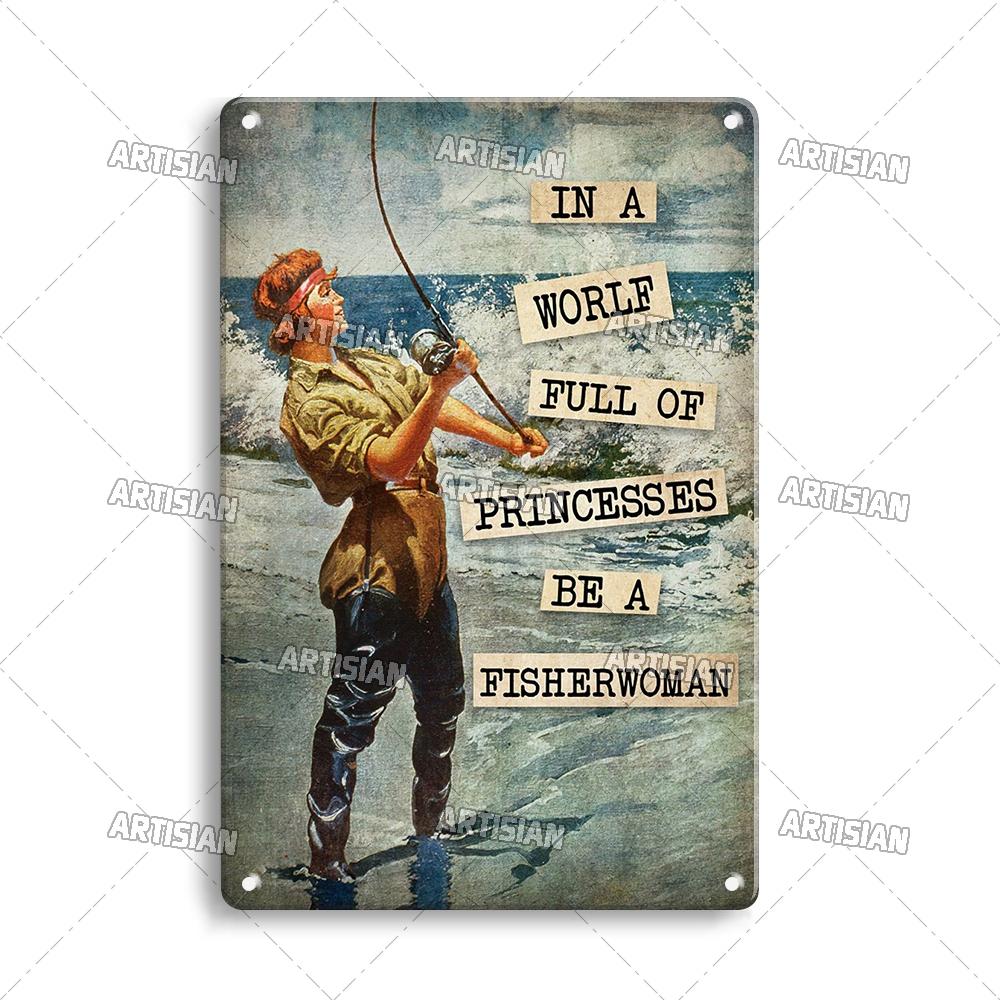 Artisian Fishing Metal Sign Sport Tin Plaque Lure Bait Decorative Poster Wall Decor Garage Bar Pub Club Hotel Cafe Kitchen Home