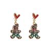 Christmas Series Alloy Oil Drop Christmas Tree Gingerbread Man Earrings for Women Simple Versatile Ear Jewelry