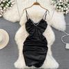 Sweet Cool Spice Girl Acetate Satin Suspender Skirt Fashion Waist Skinny Small Folded Short Hip Wrap Dress Summer
