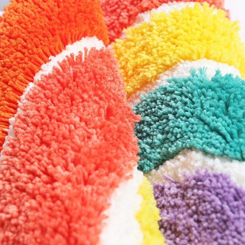 Inyahome Cute Doormat for Kids Microfiber Absorbent Bathroom Mat Front Door Mat Carpet Floor Rug Rainbow Shape Modern Home Decor